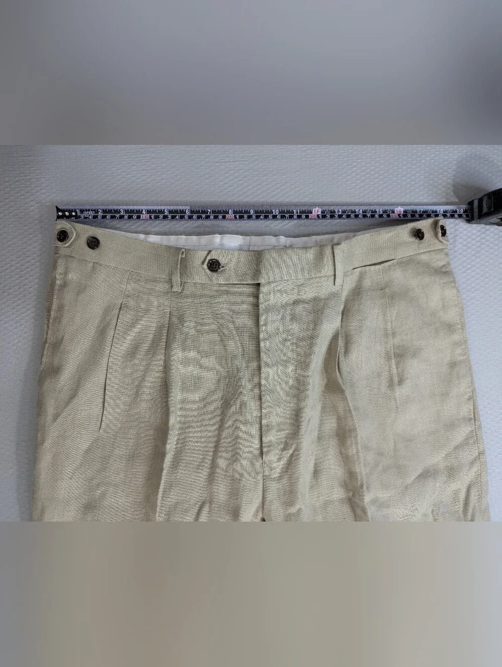 Men’s Gutteridge Linen Pants Italy Size 36x28 Green EU 46 US 36